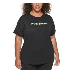 DKNY Sport Womens Plus Crew Neck Cotton T Shirt Top DPPT8771 Black Size 1X